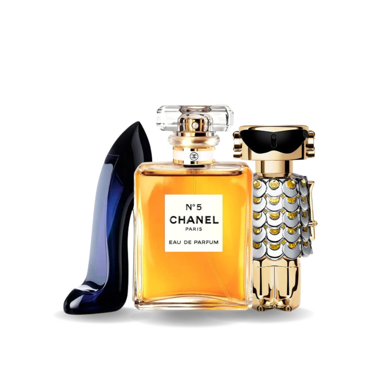 Combinaison de 3 parfums Carolina Herrera GOOD GIRL, Chanel Nº5 and Paco Rabanne FAME